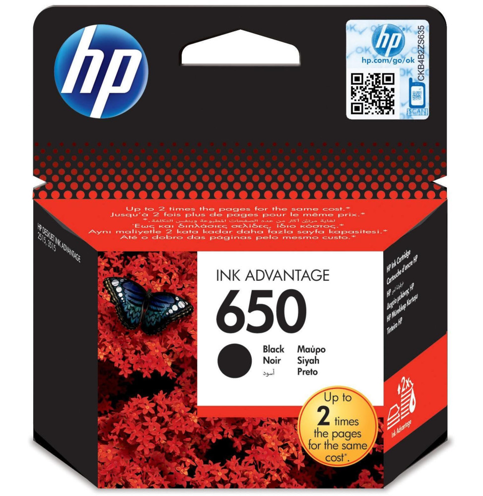 [WP-8714] Cartouche d'encre HP 650 Noir d'origine CZ101AE