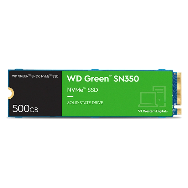 Disque dur interne SSD WD Green SN350 M.2 2280 PCIe Gen3 x4 NVMe 500 Go WDS500G2G0C