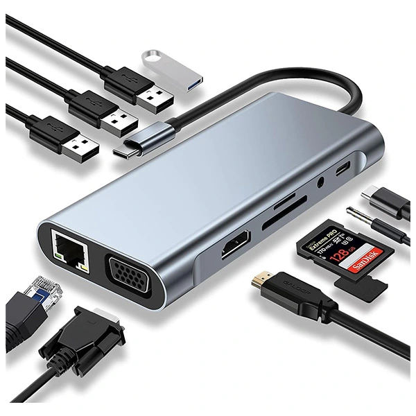[WP-10018] Hub USB-C 11-en-1 - Adaptateur USB-C avec HDMI 4K