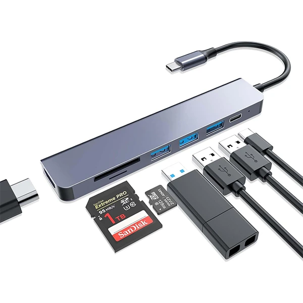 Hub USB-C 7-en-1 : Adaptateur avec HDMI 4K
