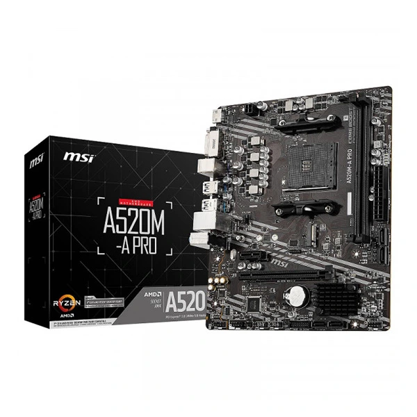 [WP-11092] Carte mère MSI Micro ATX Socket AM4 AMD A520 - 2x DDR4 - M.2 PCIe NVMe - USB 3.0 - 1x PCI-Express 3.0 16x