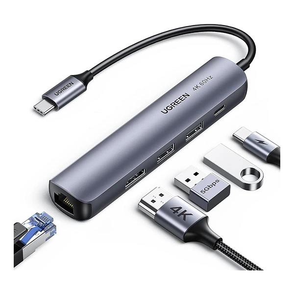 Hub USB-C Ugreen 5 en 1 Supporte PD Power Delivery 100W Recharge CM418 Ref 10919