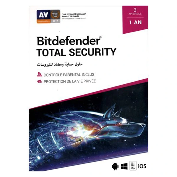 [CR_TS_3_12EXFR] Bitdefender Total Security - 3 Postes - 1 an