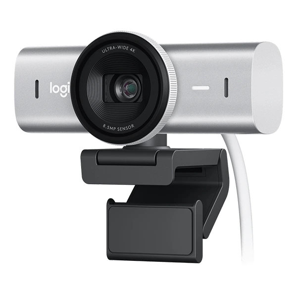 [960-001554] Logitech MX Brio Pale Grey 4K Ultra HD : Webcam Premium avec RightLight™ 3, HDR - 960-001554