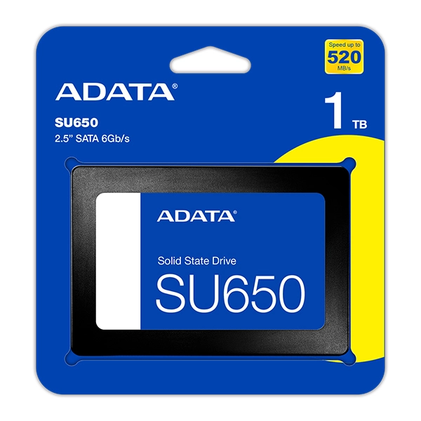 Disque Dur Interne SSD ADATA SU650 1 To SATA 2.5" - Vitesse de Lecture 520MB/s et Écriture 450MB/s, Haute Durabilité 1500G - ASU650SS-1TT-R