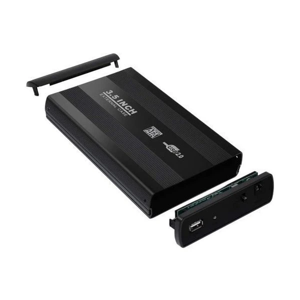 [Boîtier Externe 3.5" Black] Boîtier Externe 3.5" SATA HDD USB 3.0/2.0 - Aluminium, Vitesse 5Gbps, LED, Plug & Play, Dissipation Thermique - Compatible Windows/Mac/Linux - Noir