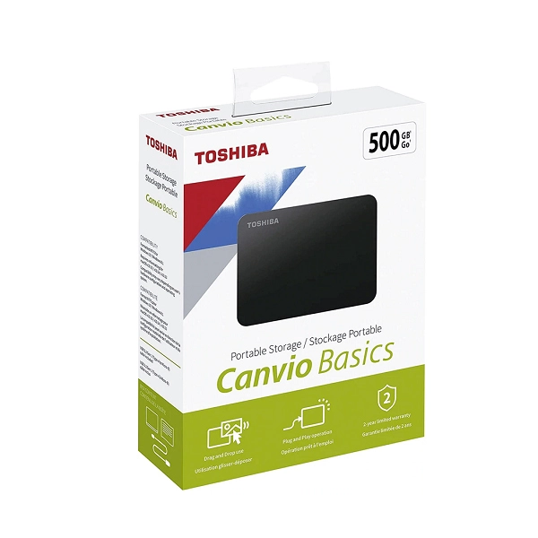 [HDTB410YK3AAH] Disque Dur Externe Toshiba 500 Go - USB 3.2 Haute Vitesse, Compact et Fiable