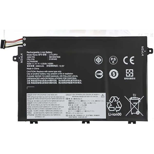 [l17l3p51] Batterie Lenovo ThinkPad E480 E490 E580 E590 E14 E15 - 45Wh 11.1V Li-ion Modèle L17L3P51