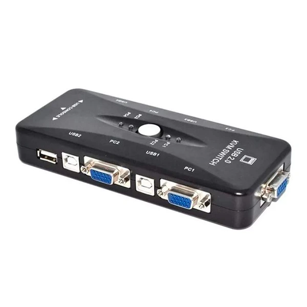 Switch KVM VGA 4 Ports USB 2.0 - Commutateur Multi-PC 1920x1440, Hot-Swap, Plug & Play, Sans Alimentation